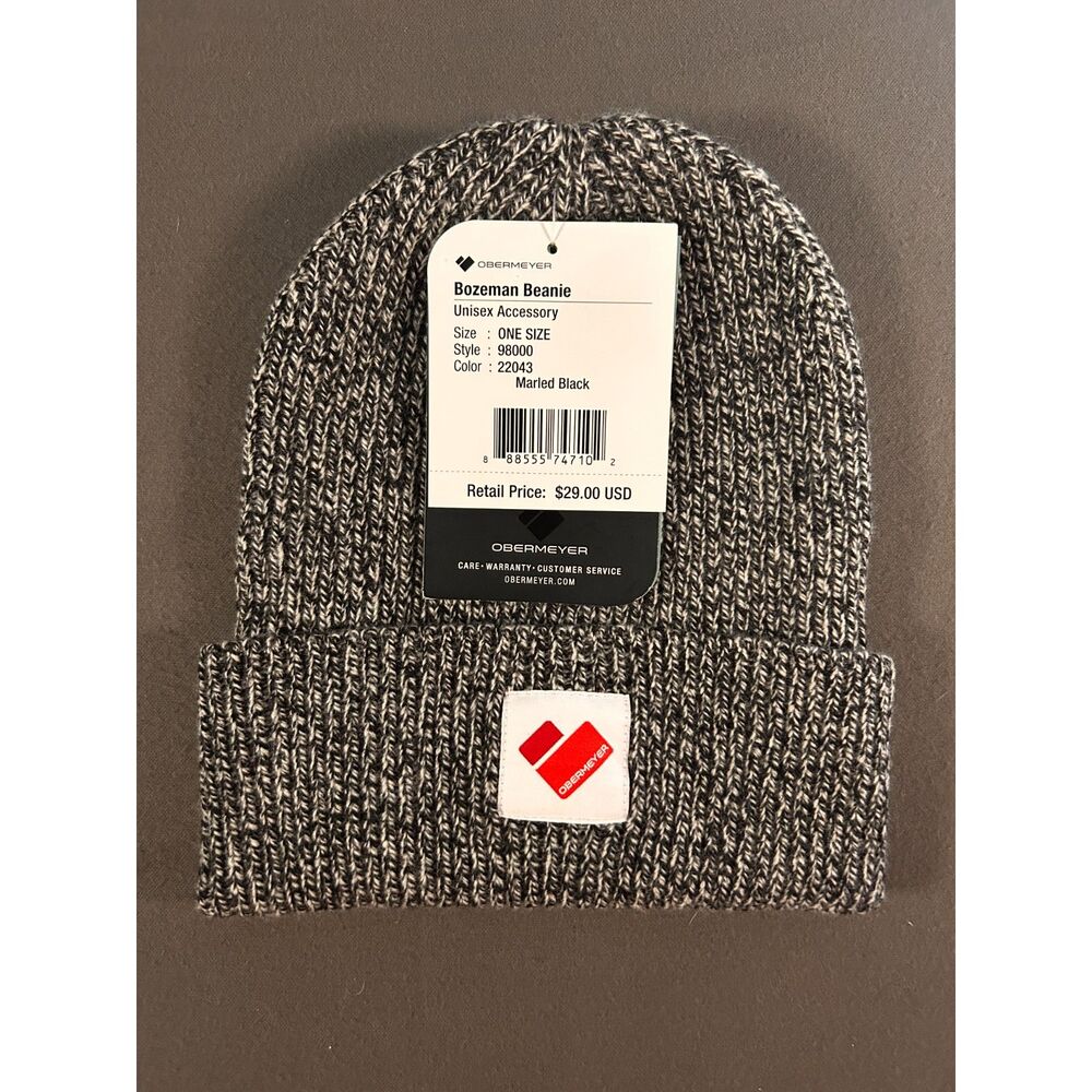 NWT Skater Grunge Streetwear 100% Merino Wool Obermeyer Bozeman Beanie Gray
